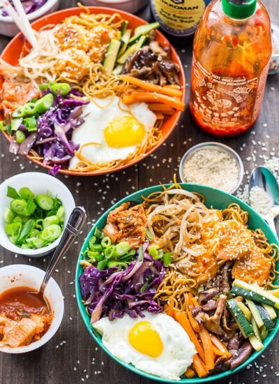 Bang Bang Shrimp Bibimbap Noodle Bowls