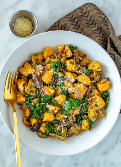 A plate of butternut squash gnocchi.