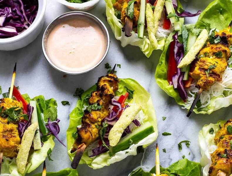 Chicken Satay Lettuce Wraps