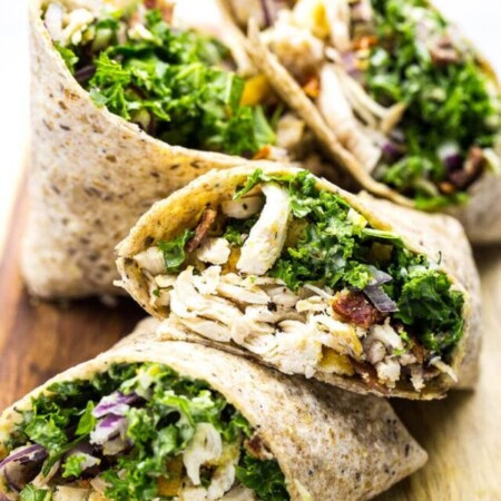 Chicken and Kale Caesar Wraps