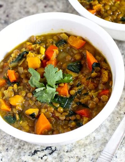 Curried Butternut Squash and Lentil Soup