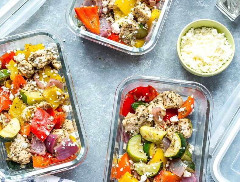 Sheet Pan Greek Chicken Meal Prep Bowls