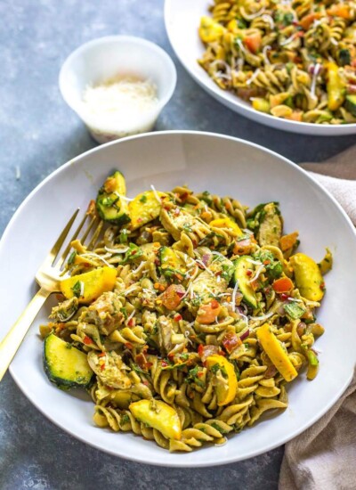 Whole Wheat Summer Pesto Meal Prep Pasta