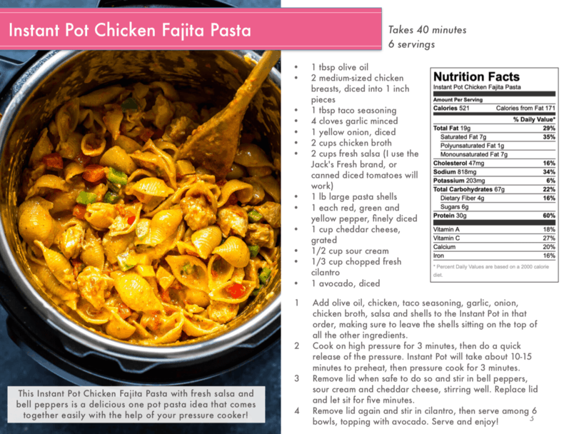 instant pot fajita pasta cover